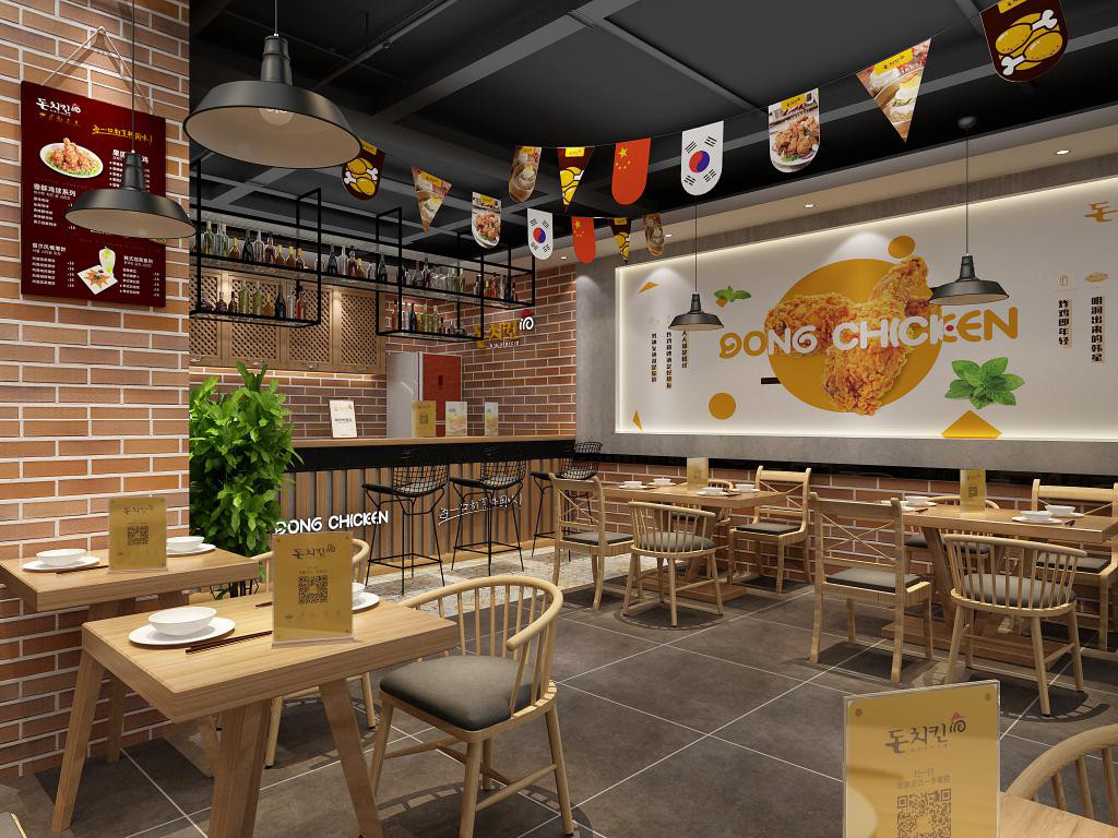 店鋪裝修設計|韓國洞炸雞店面裝修設計案例